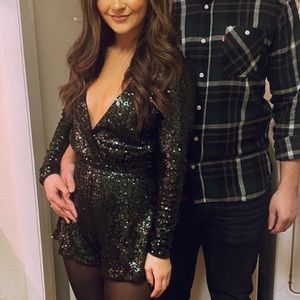 Forest Green Sparkly Romper